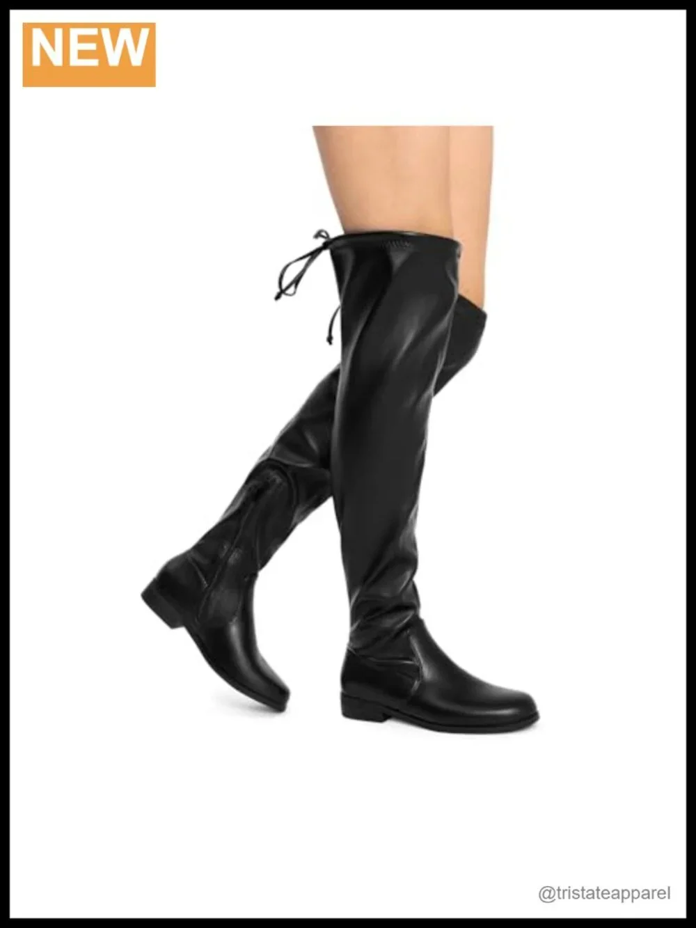 Faux Leather Thigh High Block Heel Boots Stretchy Side Zipper